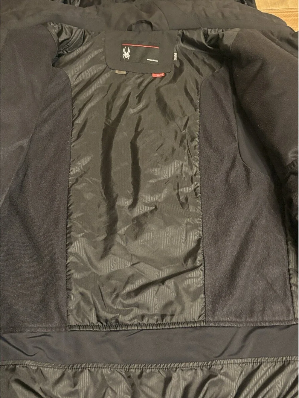 Spyder F12 Ski Snowboard Jacket Men’s Black Red Hooded Waterproof Size XL